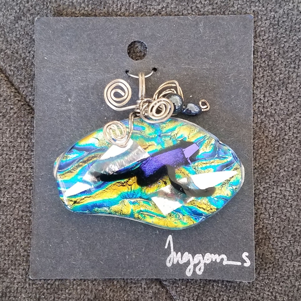 NWOT Glass pendant blue/green